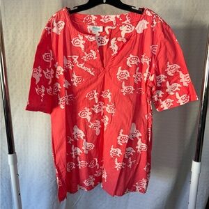 Vibrant Red Graphic Blouse